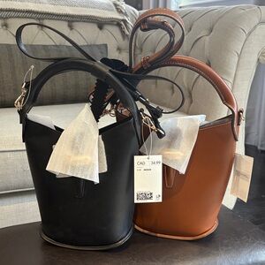 H&M Black and Brown Bucket Crossbody Bags